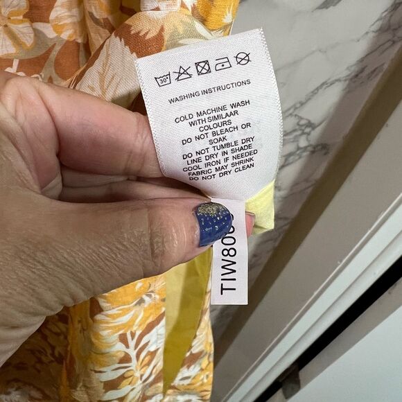 Charlie Holiday Marsha Floral Linen Midi Strapless Dress Size 2 - Picture 6 of 9